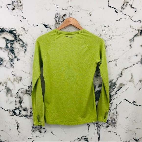 V028 💖 Champion Long Sleeve Crew Neck Top Green - Picture 4 of 4